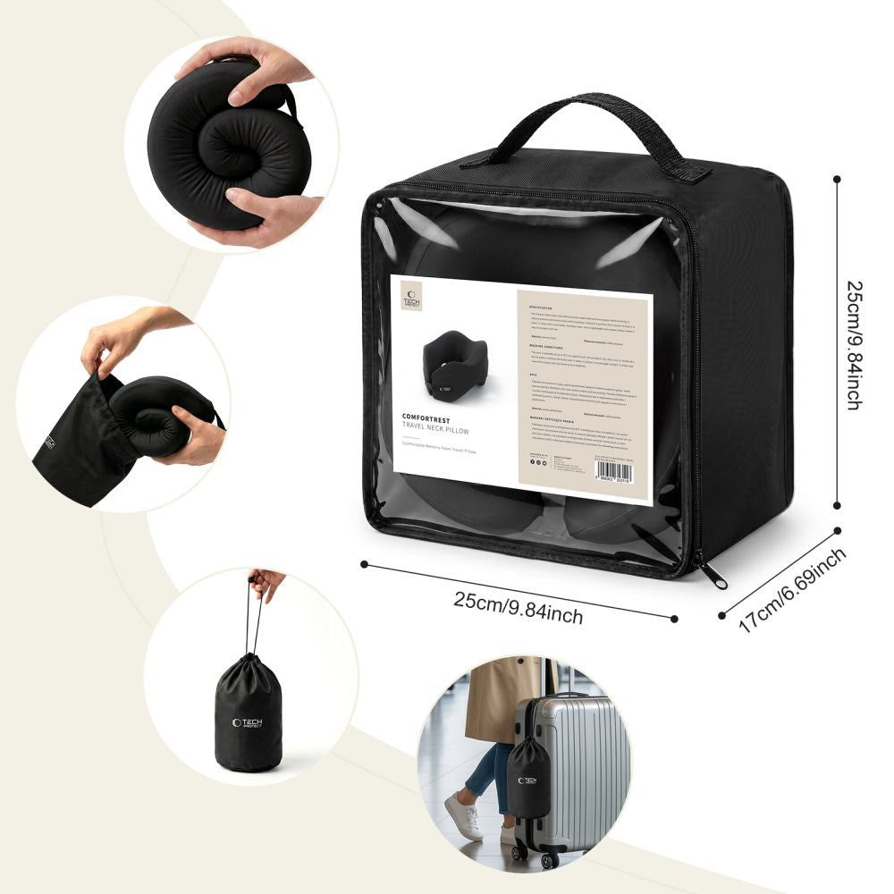 Tech-Protect ComfortRest Rejse Nakkepude - Sort