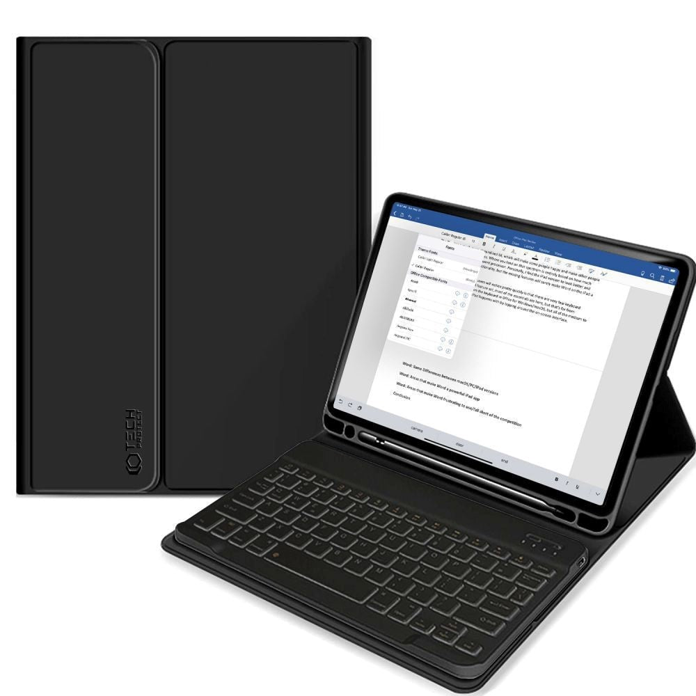 iPad 11" (2025) / iPad 10.9" (2024/2022) Tech-Protect Keyboard Cover - Engelsk Layout - Sort