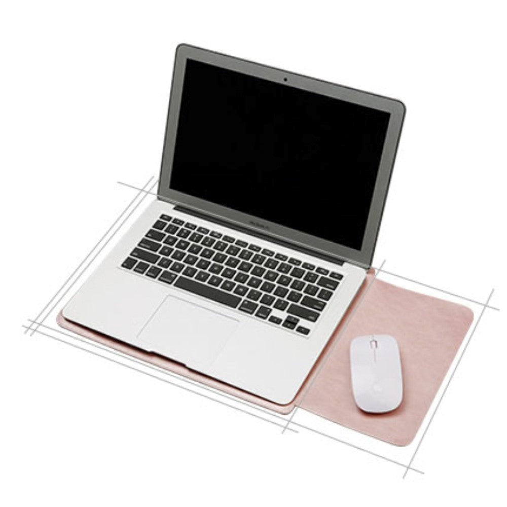 SOYAN MacBook / Laptop 12" (30cm x 22cm x 3mm) Læder Sleeve m. musemåtte - Rose Gold