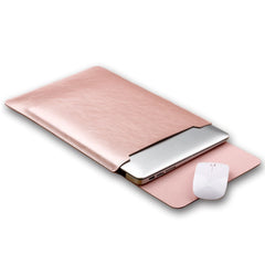SOYAN MacBook / Laptop 12" (30cm x 22cm x 3mm) Læder Sleeve m. musemåtte - Rose Gold
