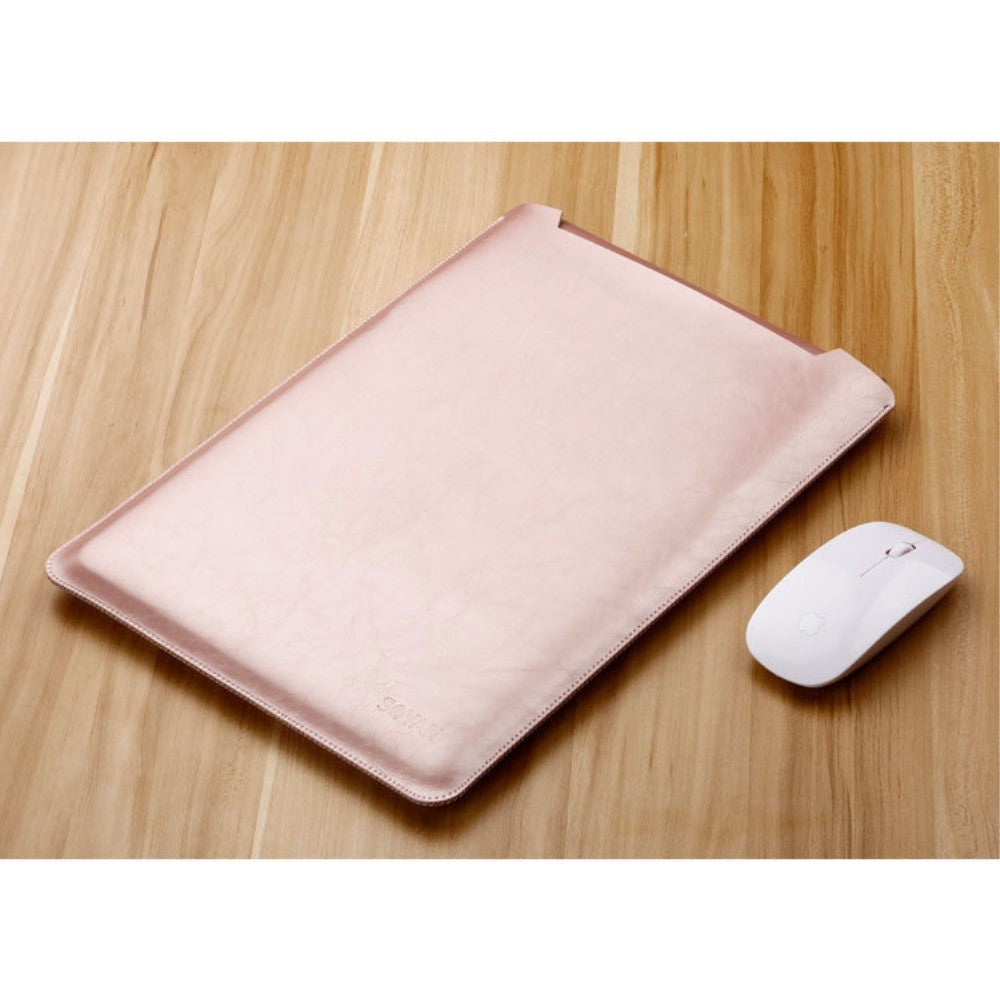 SOYAN MacBook / Laptop 12" (30cm x 22cm x 3mm) Læder Sleeve m. musemåtte - Rose Gold