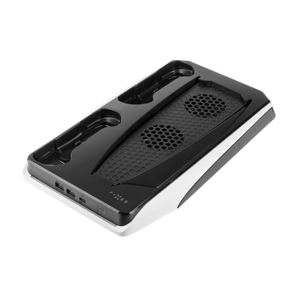 PS5 Stander m. Køling / 2 x USB-A / 2 x PS5 Controller Ladepladser - Sort / Hvid (DEMO)