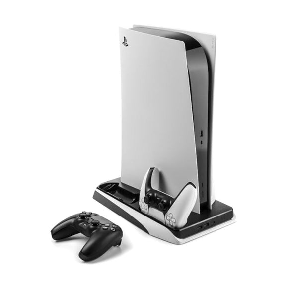 PS5 Stander m. Køling / 2 x USB-A / 2 x PS5 Controller Ladepladser - Sort / Hvid (DEMO)