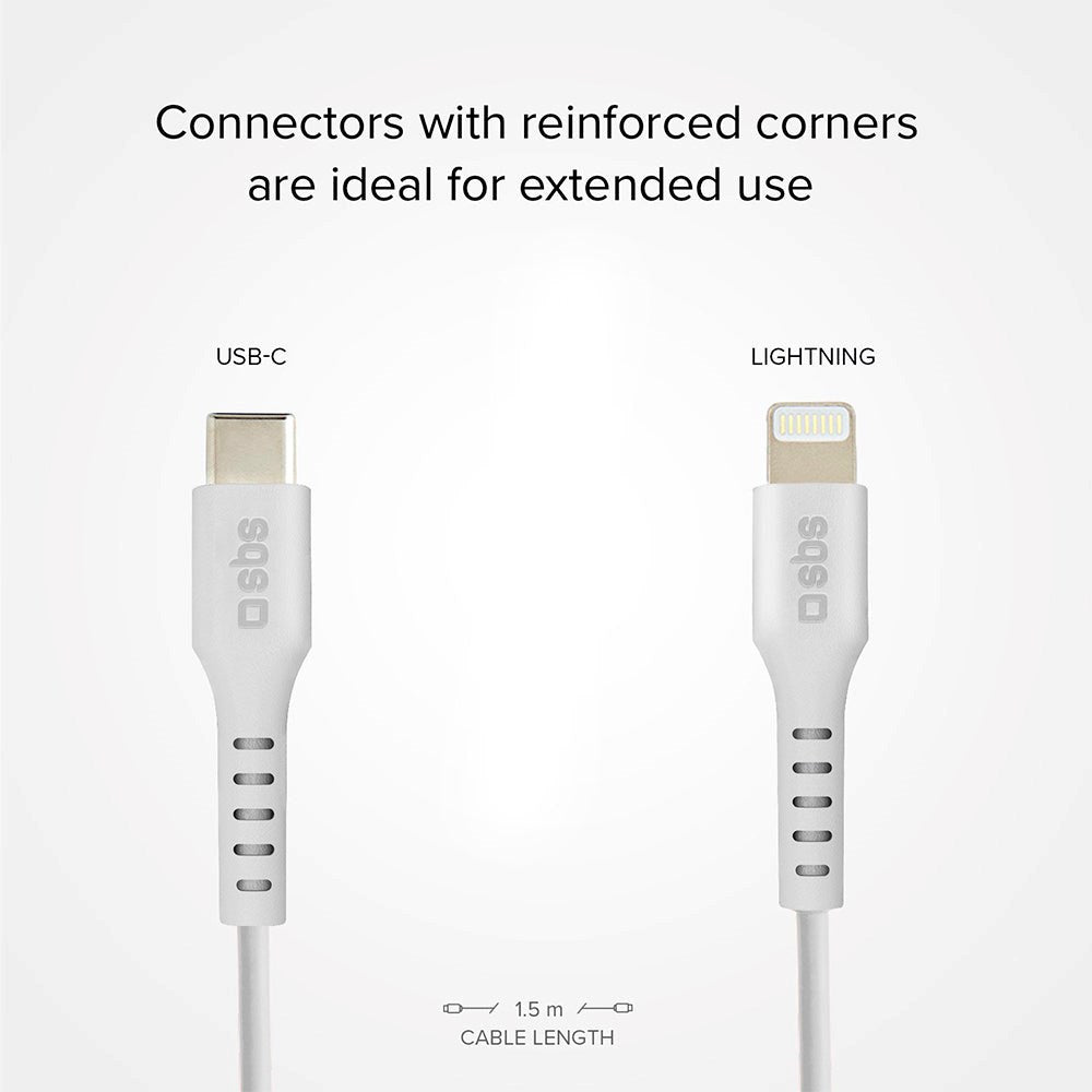 SBS USB-C til Lightning Kabel MFI - 1 Meter - 20W (PD) - Hvid