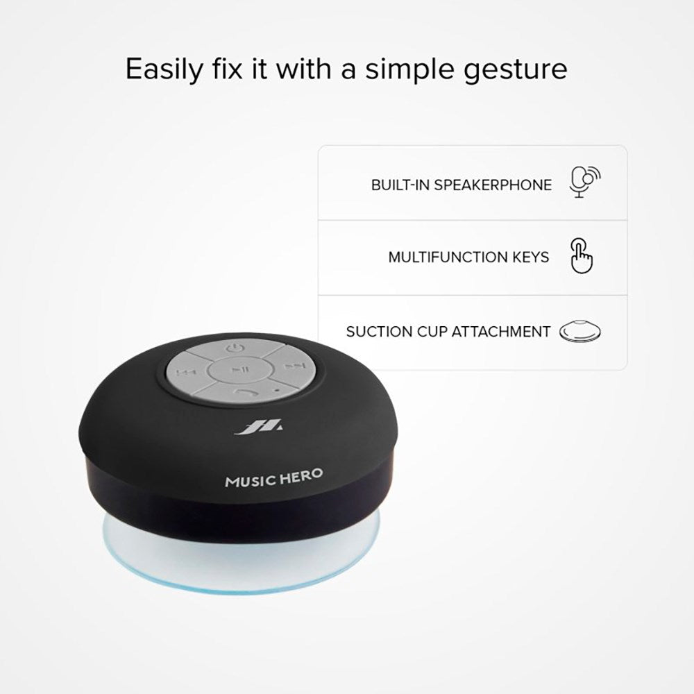 Music Hero Trådløs Bluetooth Højtaler med Sugekop - Sort