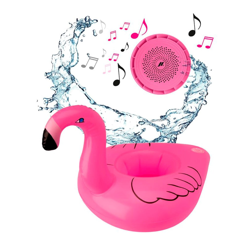MUSIC HERO Trådløs Højtaler m. Oppustelig Badring - Flamingo