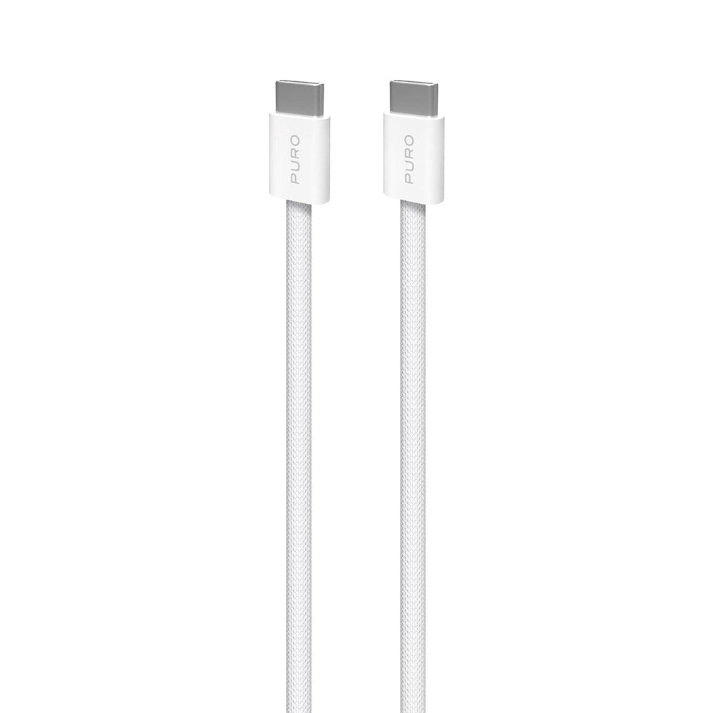 Puro Braided USB-C Kabel – 1.5m, 60W og 480Mbps Overførsel - Hvid