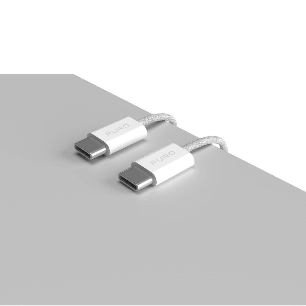 Puro Braided USB-C Kabel – 1.5m, 60W og 480Mbps Overførsel - Hvid