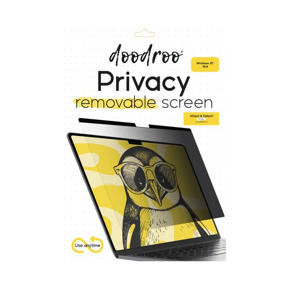 Universal Laptop 15.6" Doodroo Magnetisk PET Beskyttelsesfilm - Privacy - Gennemsigtig