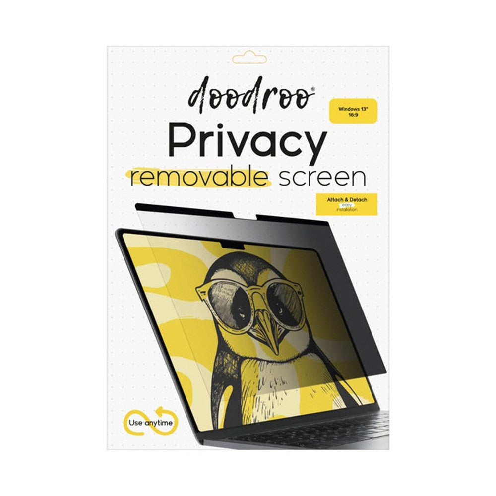 Universal Laptop 13" Doodroo Magnetisk PET Beskyttelsesfilm - Privacy - Gennemsigtig