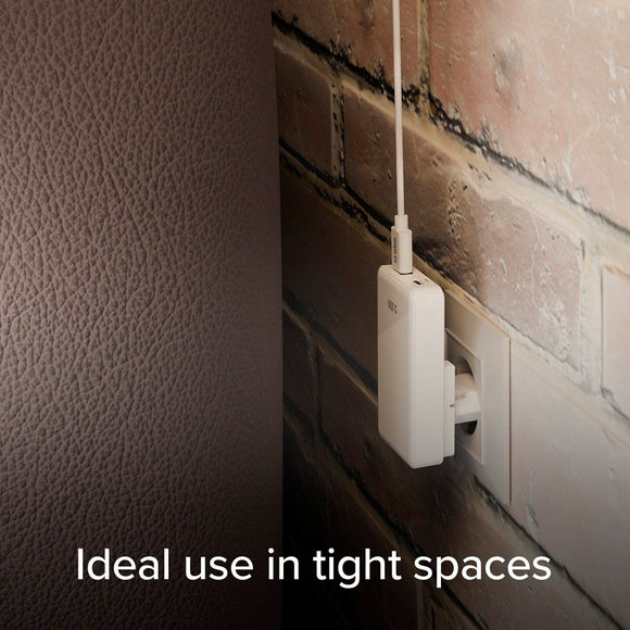 SBS 65W Flexi Foldbar Vægoplader m. 1x USB-A & 1x USB-C - Hvid