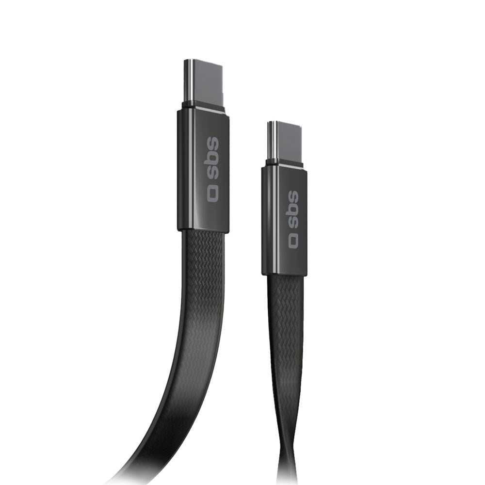SBS 60W Fladt USB-C til USB-C Kabel - 1m - Sort