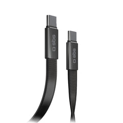 SBS 60W Fladt USB-C til USB-C Kabel - 1m - Sort