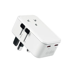 SBS Ekstra Slank Rejseadapter til UK / US / AUS m. 1 x USB-A & 2 x USB-C - Hvid