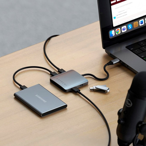 Satechi USB-C Multiport Adapter m. 4 x USB-C - Grå