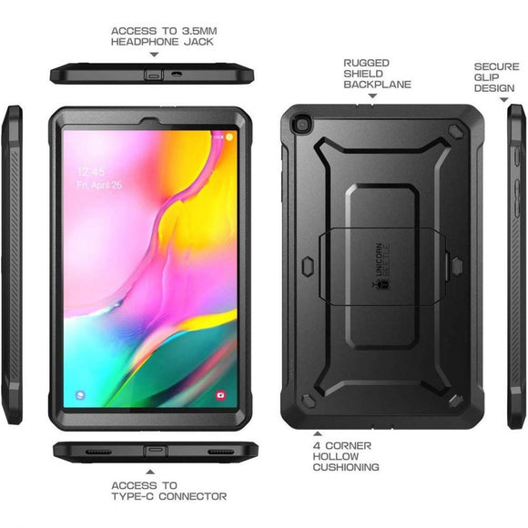 Samsung Galaxy Tab A 10.1 (2019) Håndværker Cover - Supcase Unicorn Beetle Pro Cover m. Beskyttelsesfilm - Sort