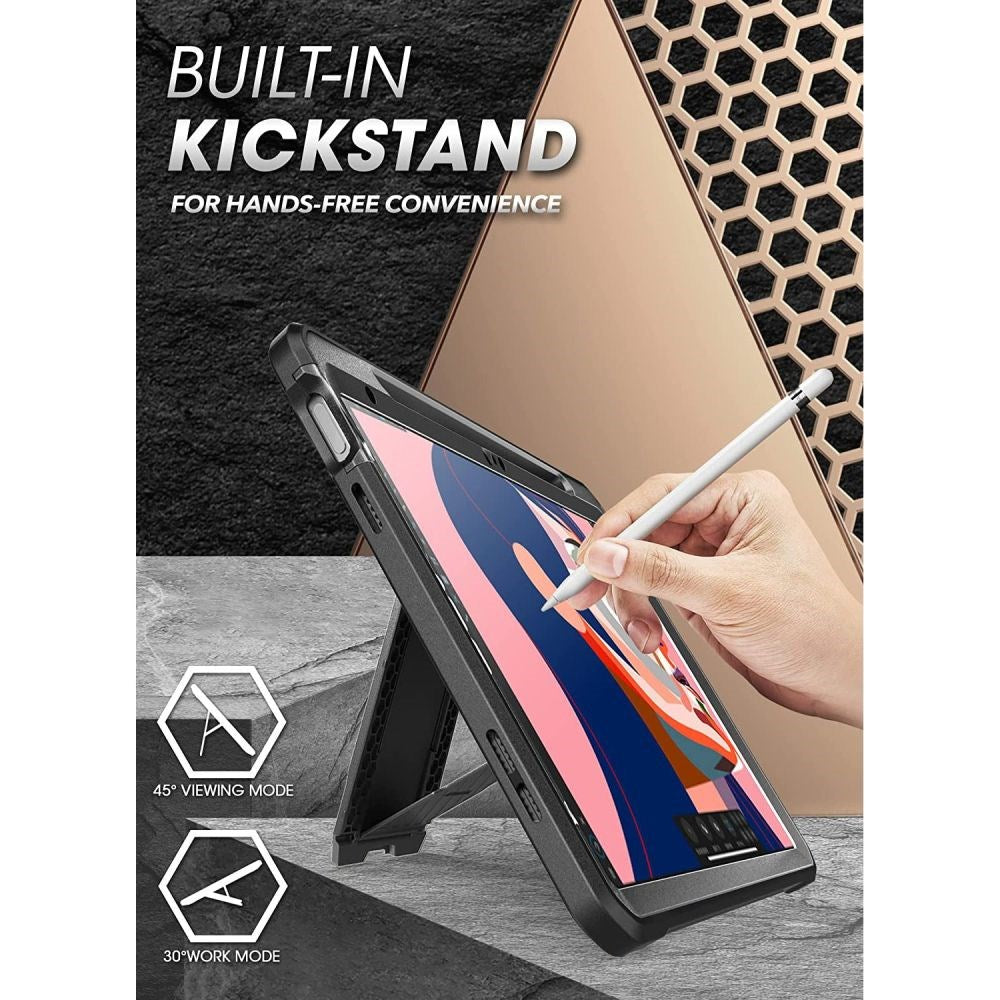 iPad 11" (2025) / iPad 10.9" (2024/2022) Håndværker Cover - Supcase Unicorn Beetle Pro Cover m. Beskyttelsesfilm - Sort