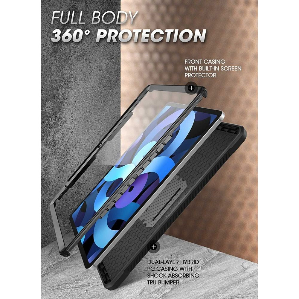 iPad 11" (2025) / iPad 10.9" (2024/2022) Håndværker Cover - Supcase Unicorn Beetle Pro Cover m. Beskyttelsesfilm - Sort