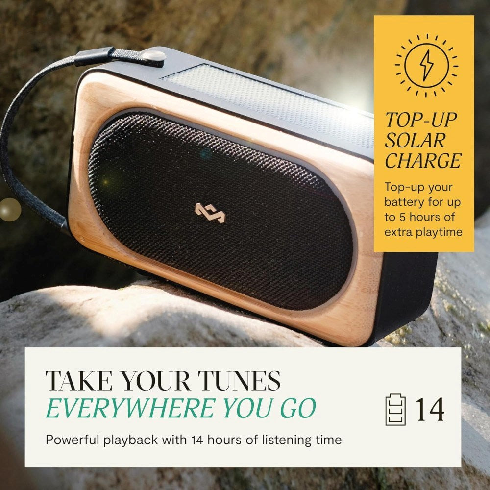 House of Marley Roots Solar Bluetooth Højttaler - Sort / Lys Bambus
