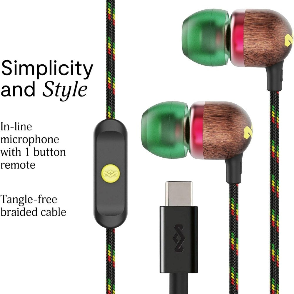 House of Marley Smile Jamaica USB-C In-Ear Høretelefoner - Rasta