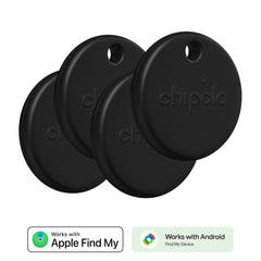 Chipolo POP Bluetooth GPS Tracker - Kompatibel med Apple Find My & Google's Find My Device - 4 Stk. - Sort
