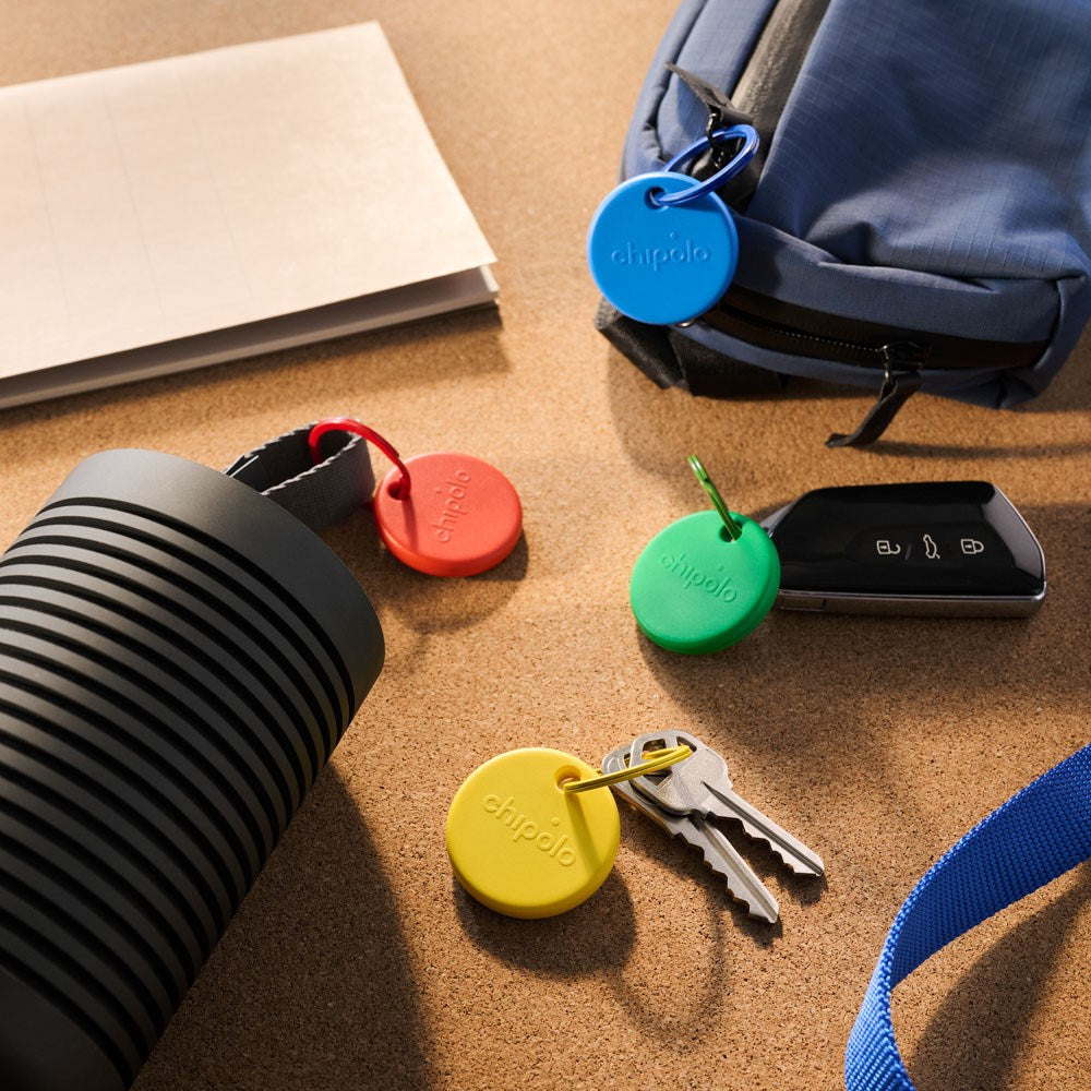 Chipolo POP Bluetooth GPS Tracker - Kompatibel med Apple Find My & Google's Find My Device - 4 Stk. - Grøn / Gul / Rød / Blå