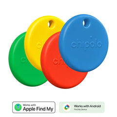 Chipolo POP Bluetooth GPS Tracker - Kompatibel med Apple Find My & Google's Find My Device - 4 Stk. - Grøn / Gul / Rød / Blå
