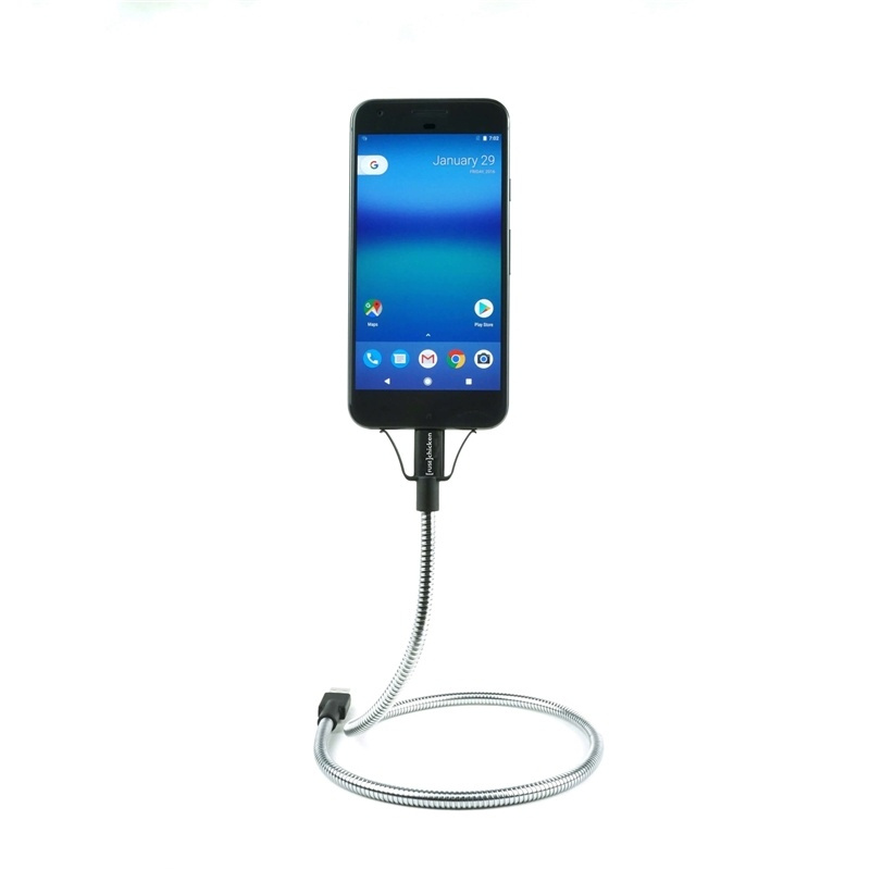 Fuse Chicken Selvstående USB-C Kabel m. Holdefunktion - inkl. 2 x Klips - 0.6m - Sølv