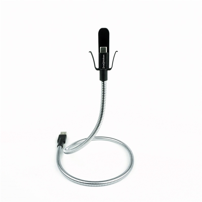 Fuse Chicken Selvstående USB-C Kabel m. Holdefunktion - inkl. 2 x Klips - 0.6m - Sølv