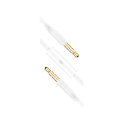 Fixed AUX Lydkabel m. Mikrofon - 2 x 3.5mm Minijack - 1 m - Hvid