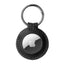 Fixed Airtag Ægte Læder Cover m. Karabinhage - Sort