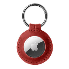 Fixed Airtag Ægte Læder Cover m. Karabinhage - Rød