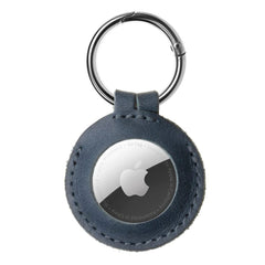 Fixed Airtag Ægte Læder Cover m. Karabinhage - Blå