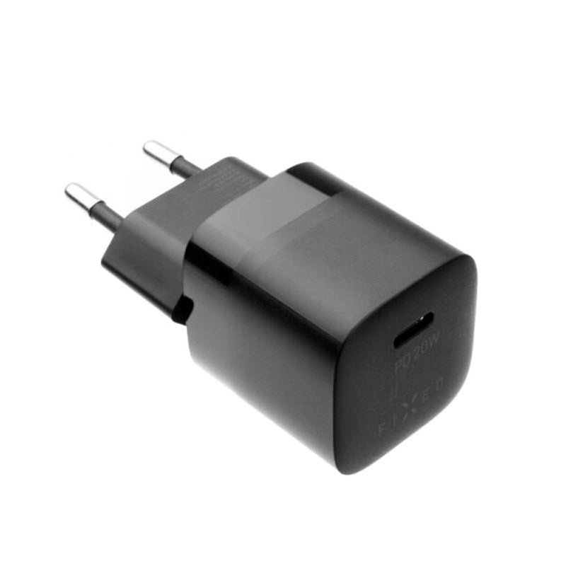 Fixed Mini Vægoplader m. 1x USB-C / 1x USB-C Kabel 20W - 1m - Sort