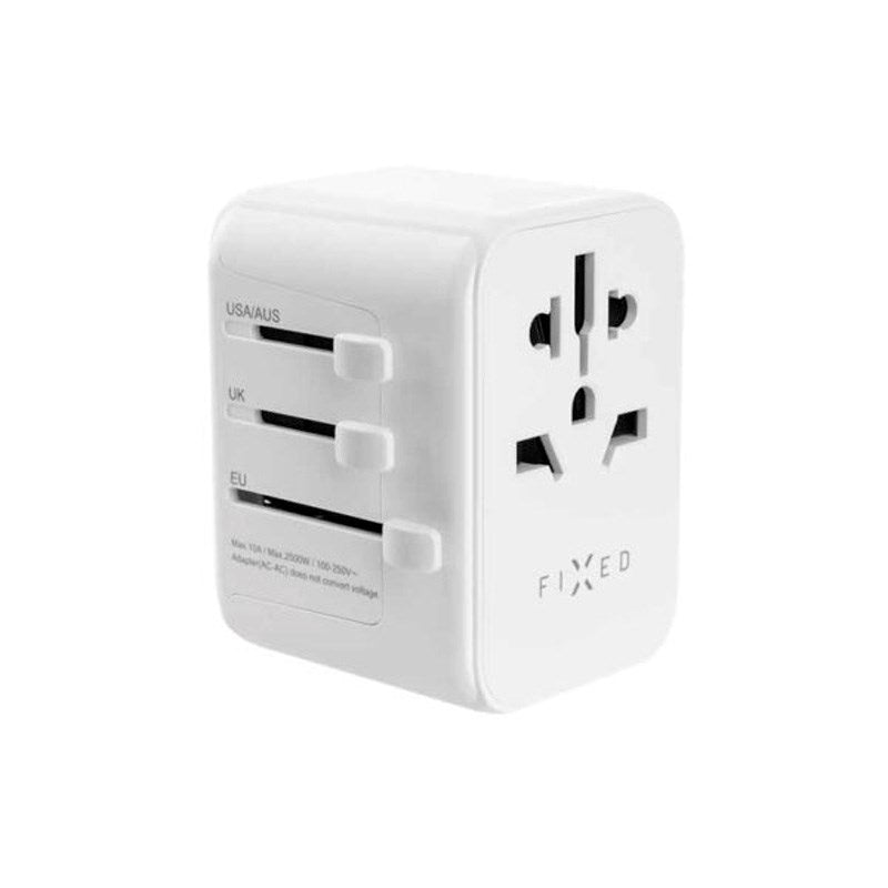 Fixed Universal Rejse Adapter 30W EU / UK / USA / AUS - Hvid