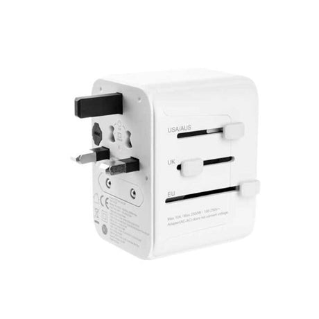 Fixed Universal Rejse Adapter 30W EU / UK / USA / AUS - Hvid