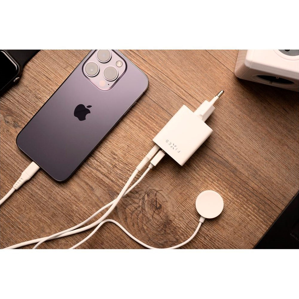 Fixed Mini 45W Vægoplader m. USB-A & USB-C PD - Hvid