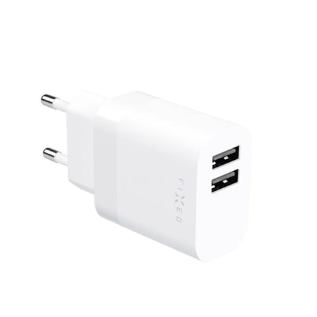 Fixed Vægoplader m. 2x USB-A / 1x USB-C Kabel 17W - 1m - Hvid
