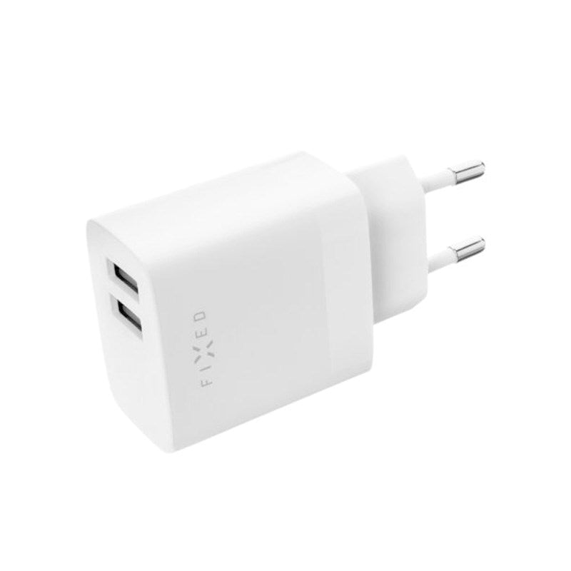 Fixed Vægoplader m. 2x USB-A / 1x USB-C Kabel 17W - 1m - Hvid
