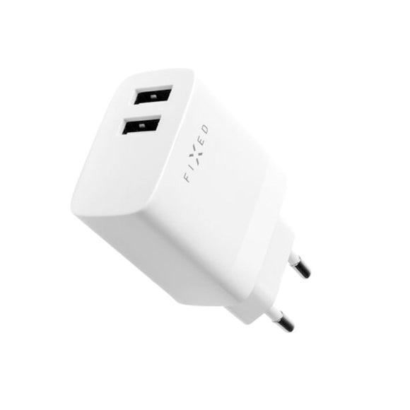 Fixed Vægoplader m. 2x USB-A / 1x USB-C Kabel 17W - 1m - Hvid