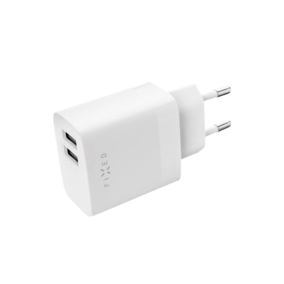 Fixed Vægoplader m. 2x USB-A / 1x Lightning Kabel 17W - 1m - Hvid