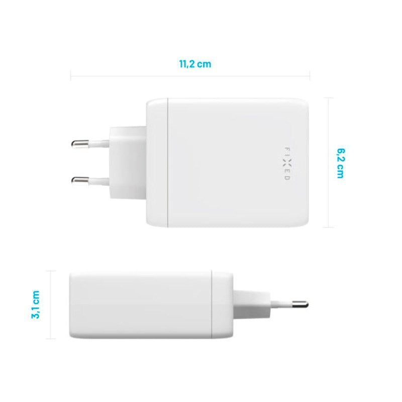 Fixed GaN 100W Vægoplader m. 3x USB-C / 1x USB-A - Hvid
