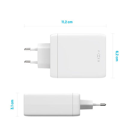 Fixed GaN 100W Vægoplader m. 3x USB-C / 1x USB-A - Hvid