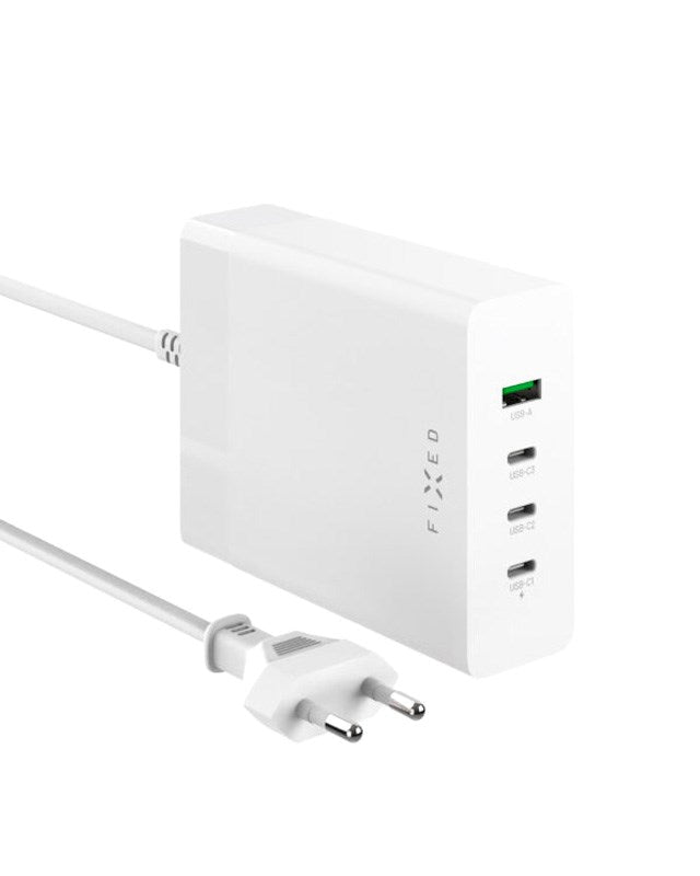 Fixed GaN Bordoplader 200W - 3x USB-C / 1x USB-A - Hvid