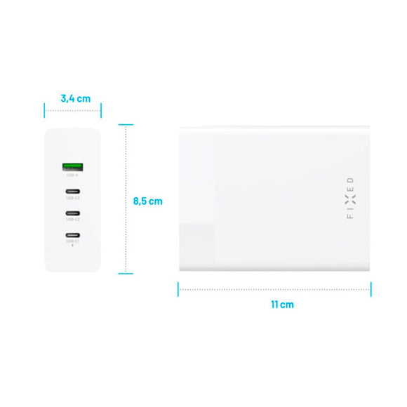 Fixed GaN Bordoplader 200W - 3x USB-C / 1x USB-A - Hvid