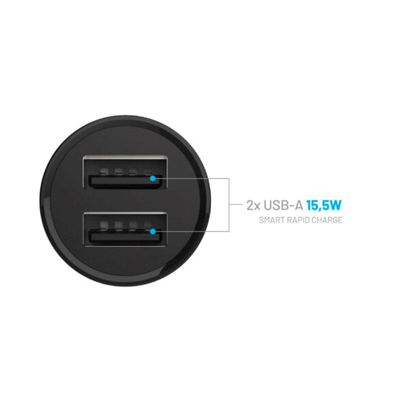 Fixed Mini Biloplader 2x USB-A 15W - Sort