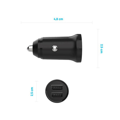 Fixed Mini Biloplader 2x USB-A 15W - Sort