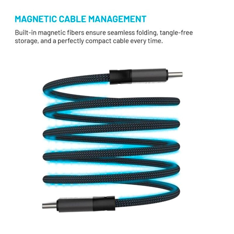 Fixed Magnetic USB-C til USB-C Kabel 240W - 1.2m - Sort