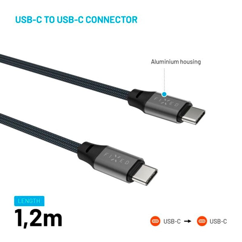 Fixed Magnetic USB-C til USB-C Kabel 240W - 1.2m - Sort - (DEMO)