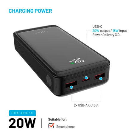Fixed Zen2 20 - 20W PowerBank 20.000 mAh - Sort